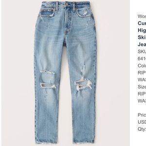 Abercrombie Curve Love High Rise Skinny Jeans